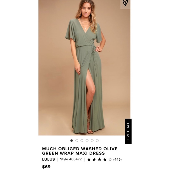 olive green wrap maxi dress